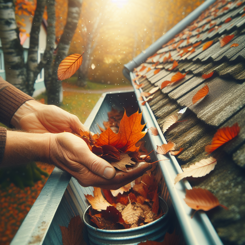 Blätter in Dachrinne