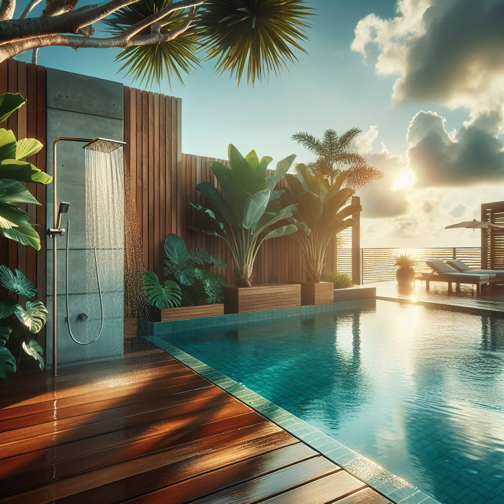 Gartendusch neben Pool