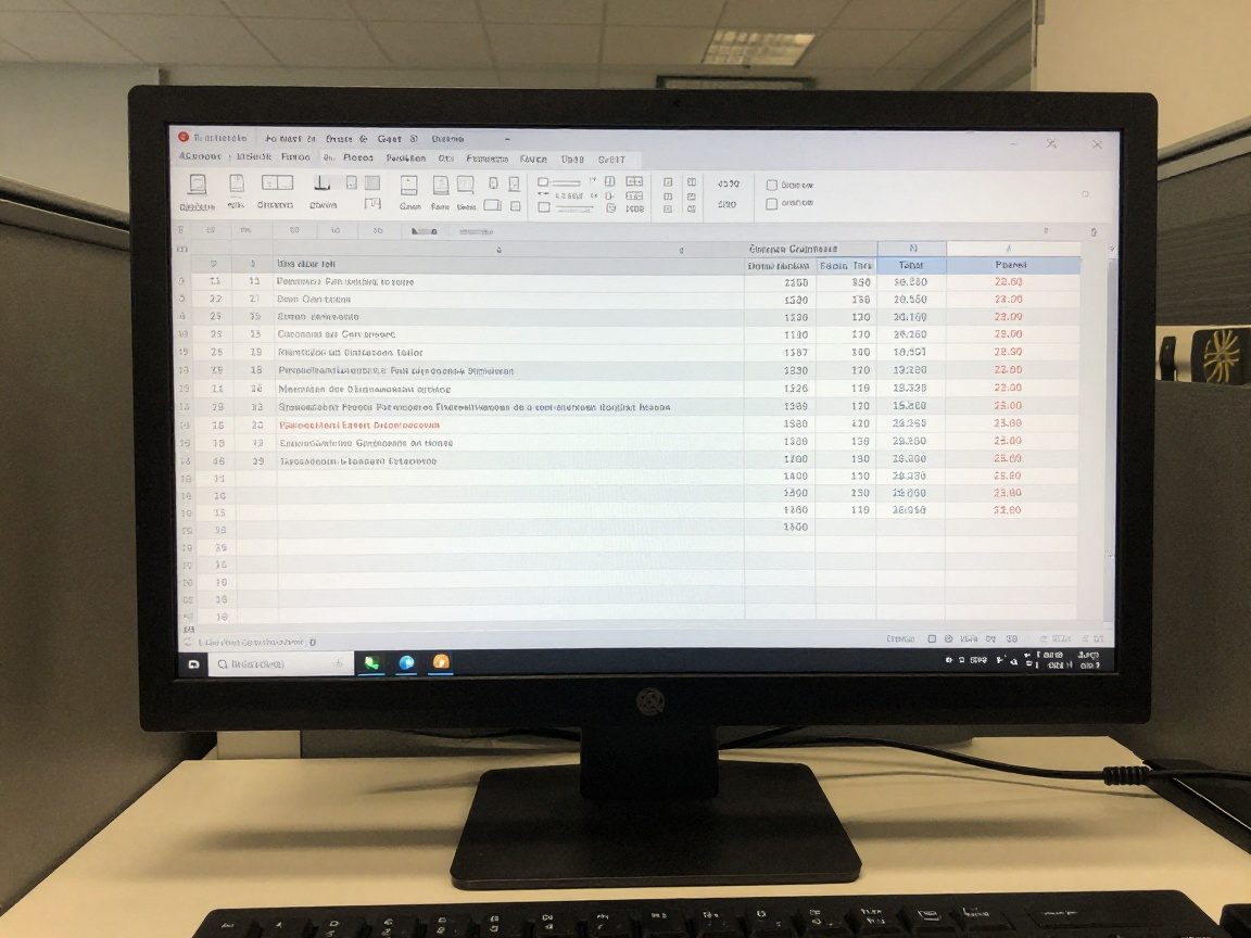 Bild einer Computeranzeige mit Tabellenkalkulation, die Artikelnummern, Beschreibungen, Mengen und Preise für Alarmanlagen zeigt