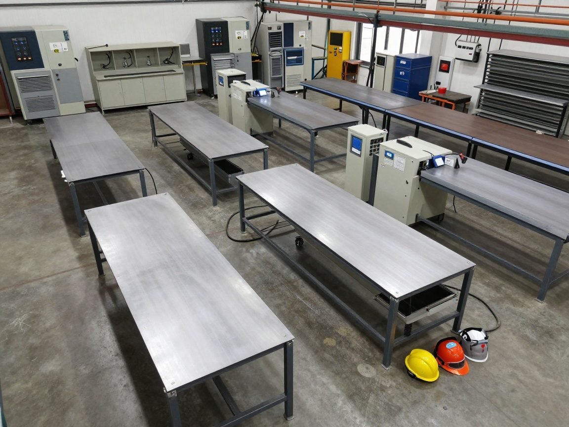 Schweißnahtvorbereitung: 30‑Minuten‑Checkliste Moderne Schweißwerkstatt mit mehreren Arbeitsstationen, Stahlblechen und Schweißmaschinen in gut beleuchteter Umgebung