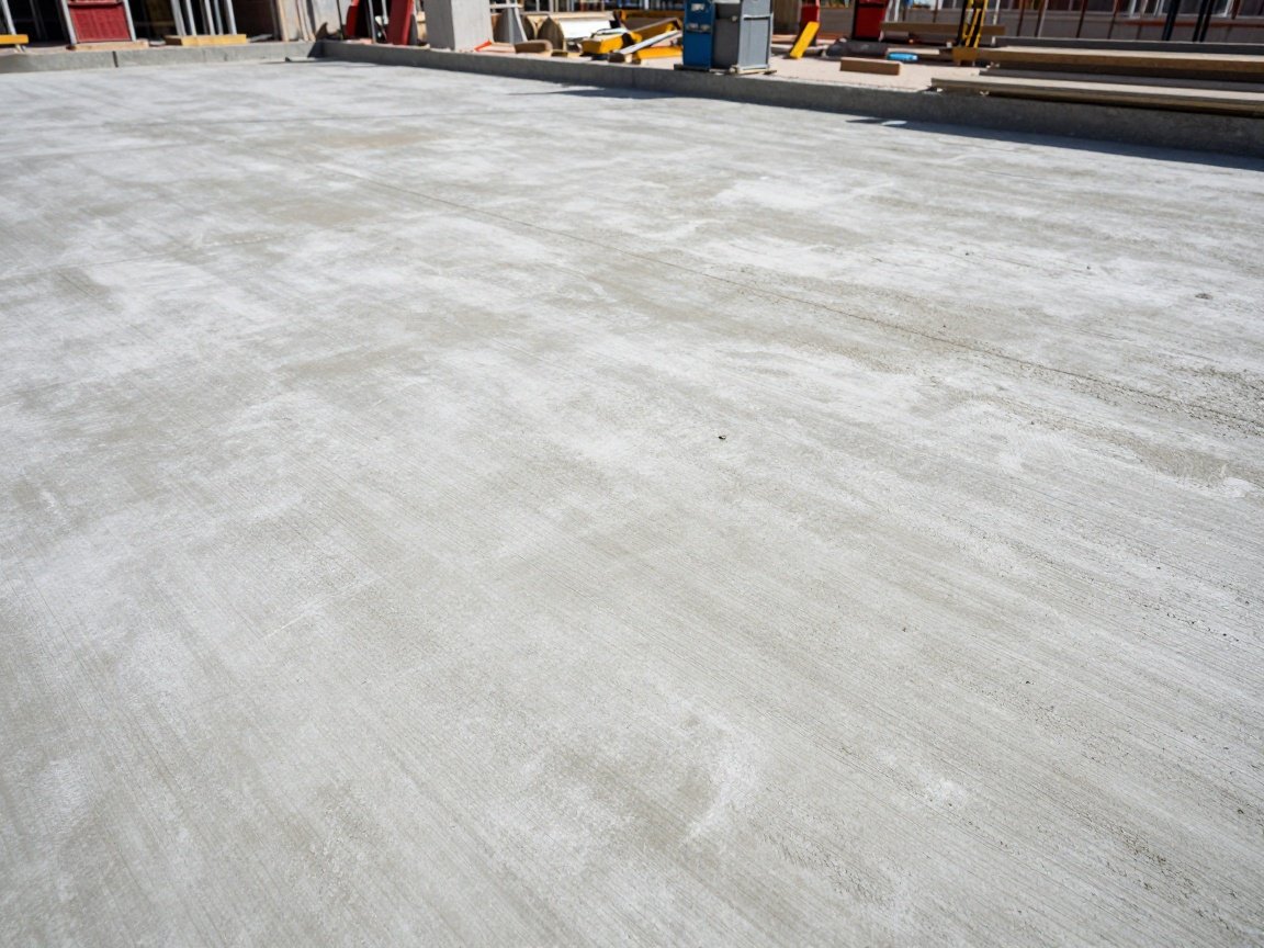 Vorbereiteter Betonboden auf einer Baustelle bereit für das Verlegen von Estrich.
