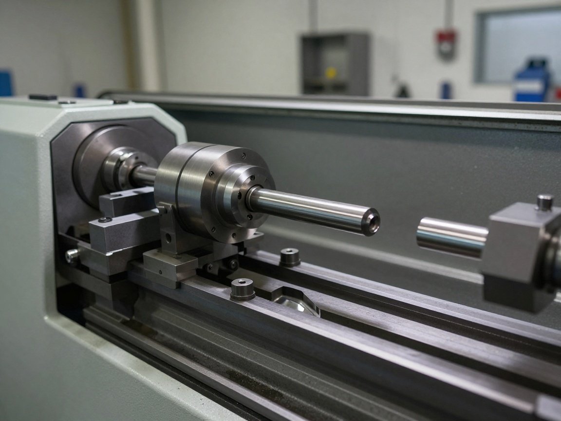 Schnittparameter beim Drehen: Drehzahl und Vorschub Nahaufnahme eines Metallwerkstücks in einem Spannfutter einer modernen Drehmaschine in einer Werkstatt.